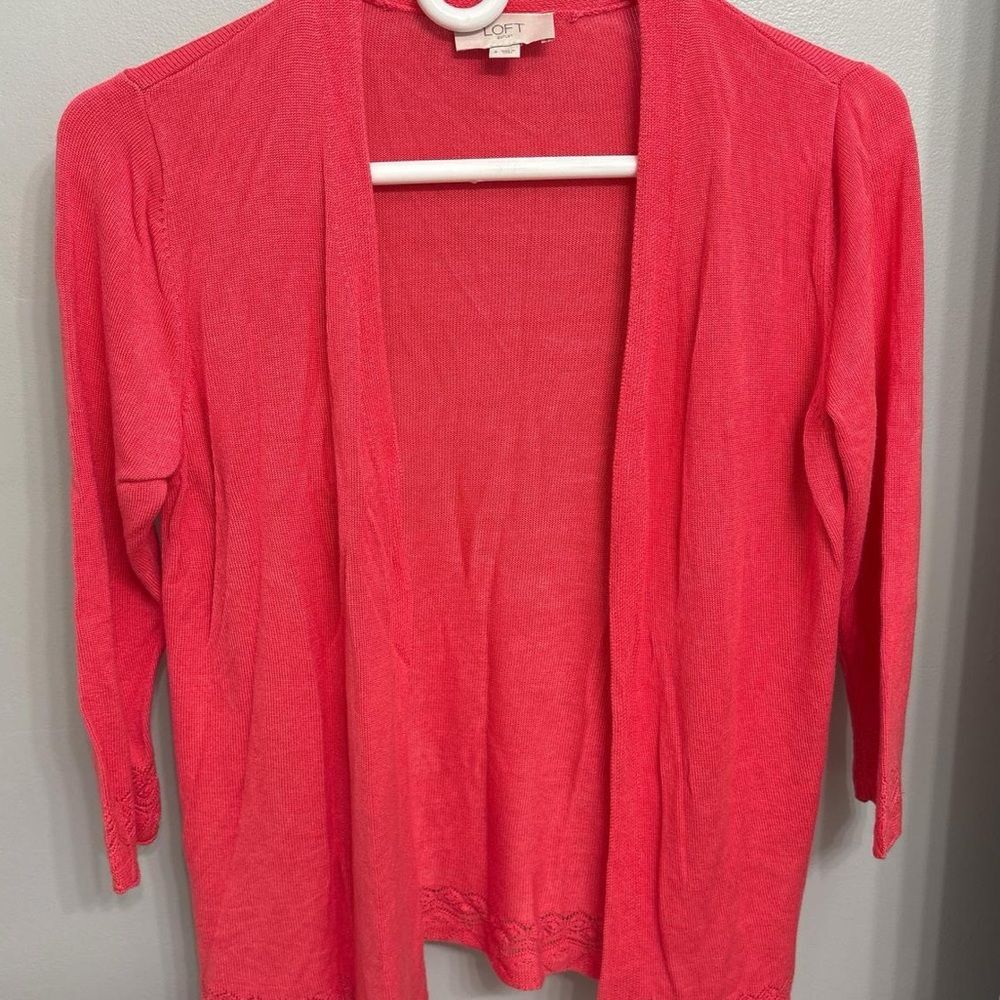 Loft Red cardigan with lace detailing #cardigan Size SM